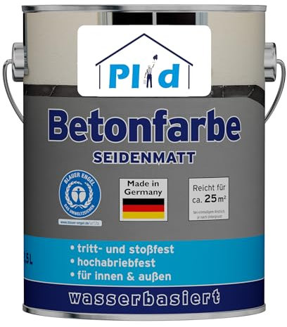 Plid® Vernice per calcestruzzo per interni ed esterni, resistente al gelo, colore grigio argento, 5 l, rivestimento per pavimenti in plastica liquida, per cemento, muratura e legno, made in Germany
