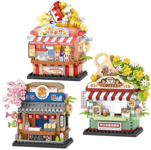 MEIEST Ensemble de briques de construction 3 City Store Street View, collection de simulation d'architecture, particules BAU, bâtiments en briques, jouets, culture de la maison