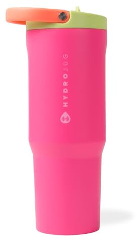 HydroJug Sport - Stainless Steel Tumbler with Straw, Vacuum Insulated, 32oz Leakproof Water Bottle, Ergonomic Design, Reusable, Dishwasher Safe, Rubber Base, Durable for Gym or Outdoors, Orchid