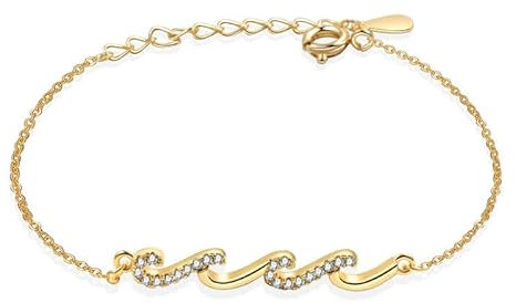 Wellenarmband für Damen und Mädchen, verstellbare Größe, Meereswellen-Armreif, Schmuck, Geschenk, Einheitsgröße, Edelstahl, Kein Edelstein