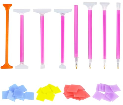 8 bolígrafos de accesorios de arte de diamante, bolígrafo de bordado de diamante 5D con arcilla de pegamento de 4 colores, juego de bolígrafos de arte de diamante, bolígrafo de punta de dibujo,