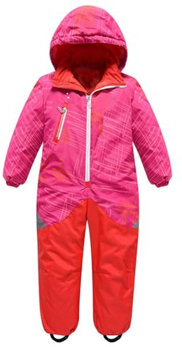 ofeirhz Traje de nieve para niño – Mono con forro aislante – Traje de invierno para cochecito de nieve, traje de esquí o moto de nieve para niña, rosa, 7-8 años