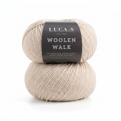 2 pelotes de laine de mouton Superwash pour chaussettes à tricoter, fil à chaussettes à 4 brins en 75% pure laine - 25% polyamide, 50 g de fil à tricoter à la main pour chaussettes Luca-S