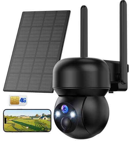 4G LTE utomhus solövervakningskamera: 2K trådlös utomhuskamera med 360° SIM-kort PTZ batterikamera utan Wi-Fi mänsklig detektering PIR nattseende färg IP66 tvåvägsljud