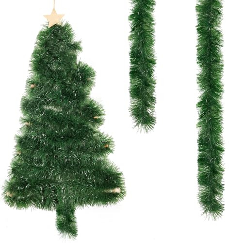 Ghirlanda Natale Verde 6 Metri - ø 13 CM Ghirlanda Artificiale Abete Decorazioni per L'albero Natale Decorazioni Lametta per Mensola Del Camino,Scale,Camino,Natalizia,Interni,Esterni