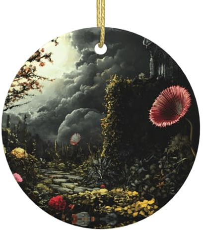 The Venus Flytrap Waits Printed Ceramic Christmas Ornaments - Round. Suitable for Christmas Trees, Holiday Parties, and Home décor