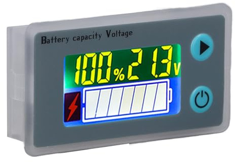 TOPINCN Högpresterande LCD-batteriindikator för Olika Batterityper, Strömbrytarknapp och Larmdesign för Motorcykel-RV-båttestning