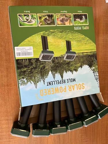 Mole Repellent for Lawns 8 Pack, Solar Powered Mole Repeller Ultrasonic Gopher Deterrent, Outdoor Waterproof Vole Vibration Stakes,Sonic Spike for Rodent Groundhog Snake Chipmunk