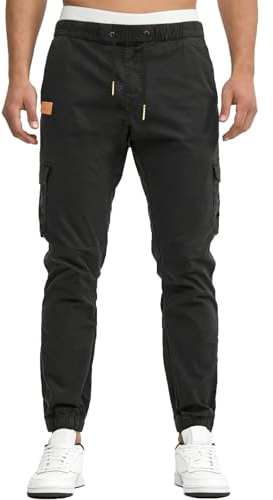 VMSUCIJ Pantalones Jogger Cargo Hombre de Algodón para Hombre con Cintura Elástica y Bolsillos Laterales Pantalones Casuales y Deportivos