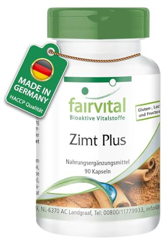 Fairvital | Cannella Plus - per 3 mesi - VEGAN - alto dosaggio - 90 capsule - estratto di cannella con cromo e zinco