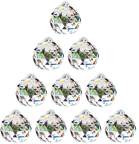 Nuptio 30mm Prisma Sfera di Cristallo Chiaro - 10 Pezzi Sospensione Pendente Sfaccettata per Lampadario da Soffitto, Feng Shui, Casa delle Nozze, Decorazioni per Ufficio