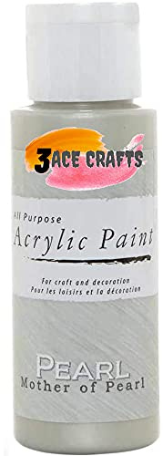 3 Ace Crafts Pack of 1 – Mother of Pearl - Acrylic Paint 59ml Craft Decoration Kids, Garden Furniture Ornament, Outdoor Wood Paint, Air Drying, Modelling Clay Palette, Plastic, Canvas Board, Paper