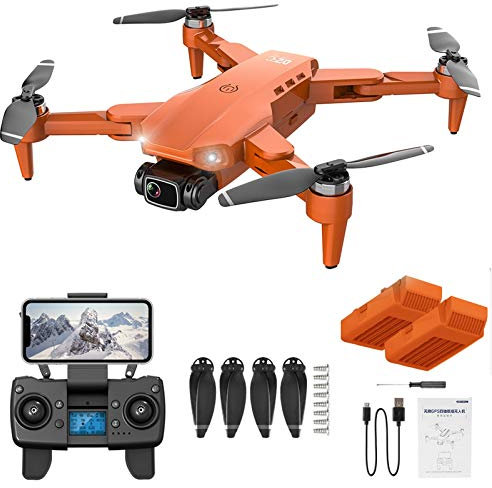 Momolaa L900 Drone avec Caméra HD 4K GPS Pliable,28 Mins Autonomie, Contrôle APP WiFi,2 Batteires,Suivez-Moi,Auto Rentrer à la Maison,Smartcapture (Orange)