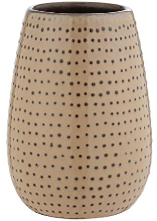 WENKO Gobelet pour brosses à dents Bellante, gobelet en céramique de haute qualité, surface émaillée à petits points, accessoire de bain pour ustensiles dentaires, (l/p x h) : Ø 8 x 12 cm, sable