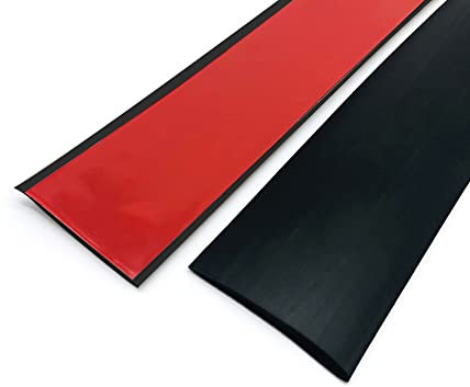 Yontree Self Adhesive Flat Threshold Strip, PVC Rubber Flat Door Bar Stick-Down Transition Strip Flooring Edge Trim Joining Strip for Tile/Wood/Laminate/Joins Gap (Black/4CM/2M) (AM-5835)