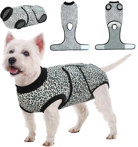 KUOSER Body transpirable para perros después de la operación - Alternativa al collar isabelino, anti-lamido de heridas para hembras y machos, body para gatos, después de la castración