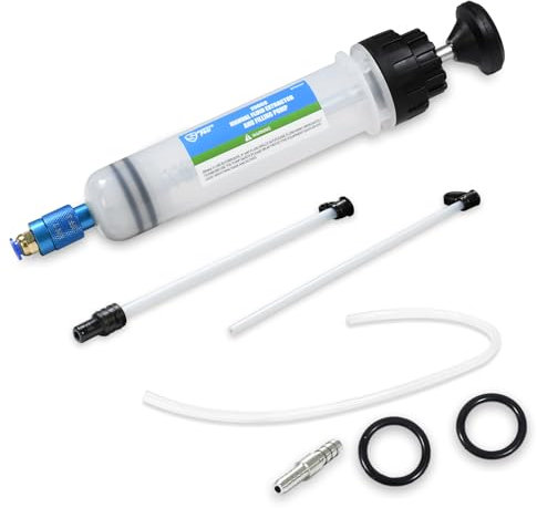 SMOTIVEPRO 200ml Oil Pump Extractor with Lock Switch, Dripless Oil Suction Pump with with 3 Long Rubber Hose, Manual Oil Suction Syringe