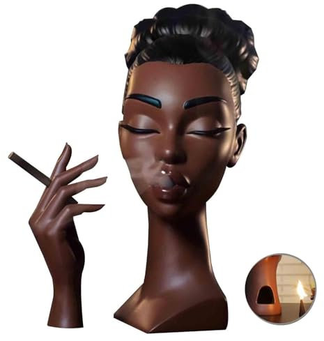 Qxiao Headscents Head Scents Brûleur d'encens en forme de tête élégante pour femme Noir Pour chambre à coucher, salon, yoga, méditation, décoration d'intérieur