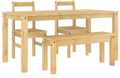 vidaXL Matgrupp Panama massivt trä furu (4 delar), matbordsuppsättning, matbord och stolar, köksbord och stolar, matsalsuppsättning