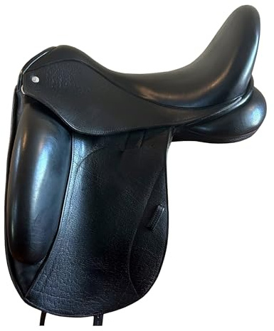 Sazaar Tack English Dressage Cow Leather Full Covered Softie Horse Saddle Girth Stirrups Seat 12 to 19 Black ST-035 (15 Seat)