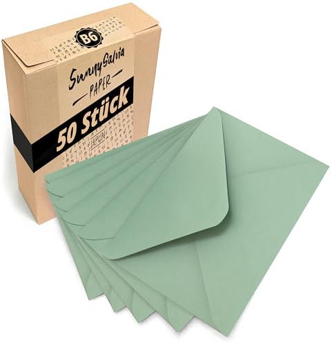 Japun - sobres (50 piezas) de papel, sobre sin ventana - DIN B6-175 x 125 mm - verde