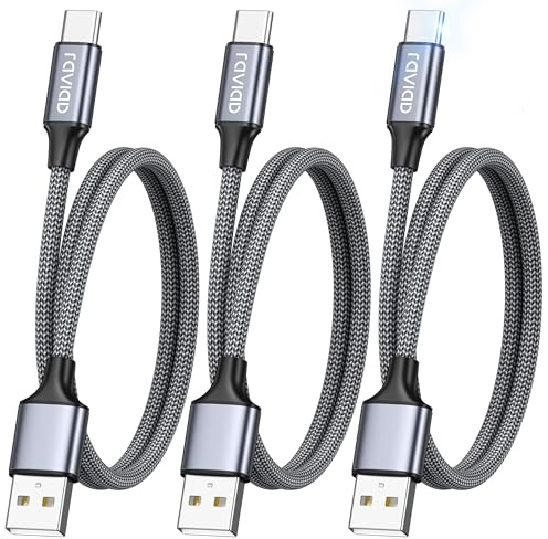 RAVIAD Cavo USB Type-C [3Pezzi, 1m] Cavo USB C Ricarica Rapida 3A QC 3.0 Nylon Intrecciato Cavo Ricarica USB C per Samsung Galaxy S25/S24/ S23/ S22/ S21, iPhone 17 16 15 Pro Max Plus, P60 P50, Pixel