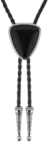 Goktvai Cravatta Bolo, Cravatte Bolo Western da Cowboy Intrecciate in Pelle Eleganti Accessori per Abbigliamento Adatte a Donne Uomini (Nero+ Piccolo Triangolo Stile)