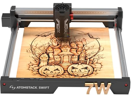 ATOMSTACK Swift 7W Graveur & Découpeur Laser, Machine de Gravure 300 x 300 mm, Design AI, Montage Facile, Contrôle Wi-Fi/USB/APP, Compatible Bois, Cuir, Acrylique, Verre, Papier