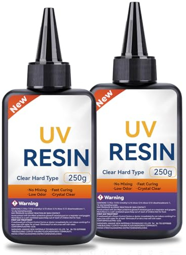 Uadme UV-harts klar transparent, UV harts snabbhärdande, pyssellim för smyckestillverkning, mobiltelefonskal, pysseltillbehör, små former och hartsmålning (500 g)