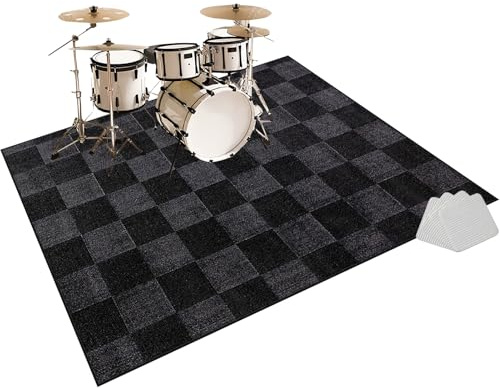 Fzamudng Tappeto per Batteria | Tappetino Batteria Drum Insonorizzato | Tappeto Carpet Mat Antiscivolo | Tappeto a Tamburo Elettroniche Rullante Acustica Snare Drum Strumenti Musicali 160 x 140 cm
