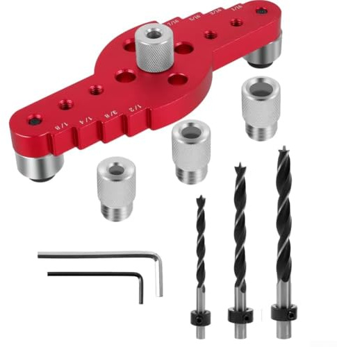 Dima verticale per fori tascabili, 2 in 1, per la lavorazione del legno, localizzatore autocentrante per il posizionamento dei tasselli per attività di lavorazione del legno (12 pezzi)