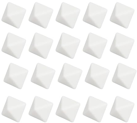 Set di dadi a 8 facce Set di dadi D8 in plastica premium fai da te per giochi da tavolo Giochi di ruolo Insegnamento della matematica Bianco 20 pezzi 2,8 cm