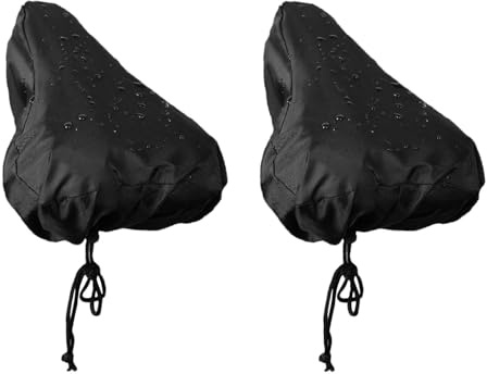 Lot de 2 Housse de Selle de Vélo Imperméable Taille L Protection Pluie Poussière Soleil Couvre Selle Universel avec Cordon de Serrage pour VTT Vélo de Ville et Route Accessoires Cyclisme Noir