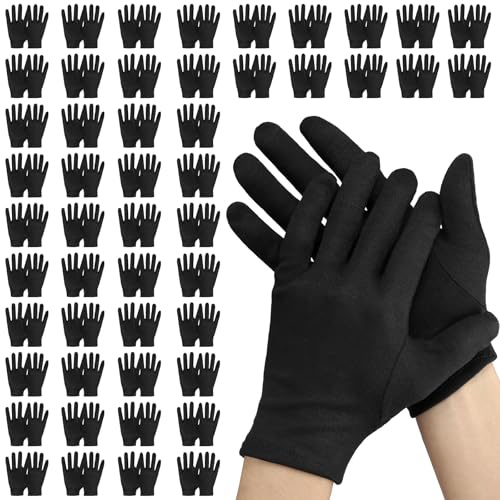 Einfa Gants Coton Noir - 20cm S Gant de Travail 100 Pièces (50 Paires) - Petit Cotton Gloves pour Travaux Ménagers - Noir Gants en Coton de Travail pour Femme Homme