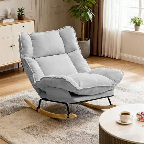 WXJHL Extra-large Rocking Chairs，Adjustable Indoor and Outdoor Lounge Chair with Cushions for Studies, Living rooms and Patios