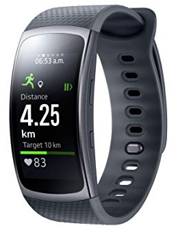 Samsung Gear Fit 2 Smartwatch mit Pulssensor und Benachrichtigungen - Schwarz(L)