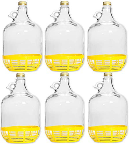 6 STÜCK 5L GLASBALLON mit Kunststoffkorb Weinballon GÄRBALLON GLASFLASCHE