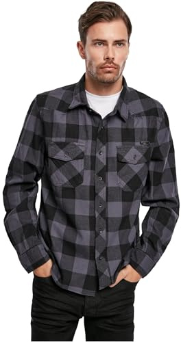 Brandit Check Shirt Long Sleeve, color: black/grey, size: 7XL
