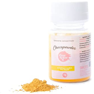 Past Kolor - Colorante en Polvo Chocopowder - Colorante Comestible para Chocolate - Ideal para Repostería, Decoración de Pasteles y Tartas - 10 G (AMARILLO HUEVO)
