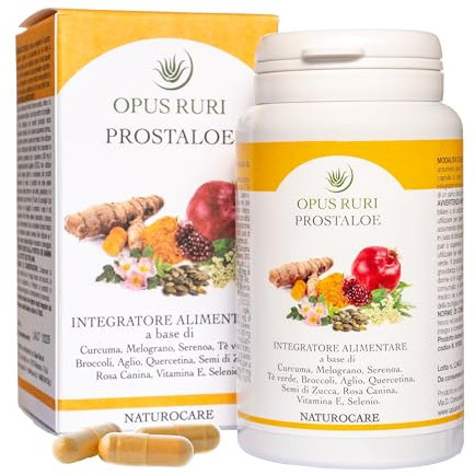 OPUS RURI Prostaloe - 90 Capsule Vegetali da 450 mg - Integratore per la Prostata Uomo e Vie Urinarie - Trattamento della Prostatite e Ipertrofia Prostatica - Made in Italy