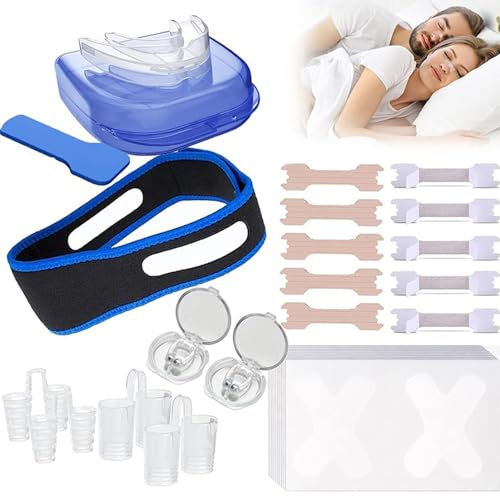 Anti Snoring Devices, Sleep Apnea Devices Nasal Strips Anti Snoring Mouth Guard Snore Stopper Snoring Aids for Men and Women (28Pcs)