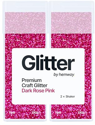 Hemway Craft Glitter Shaker Dark Rose Pink 130g x2 Pack Fine | for Resin & Epoxy Crafts, Christmas Art Supplies, Nail, Body, Face, Eye, Festival, Crafting, Slime, Sparkle