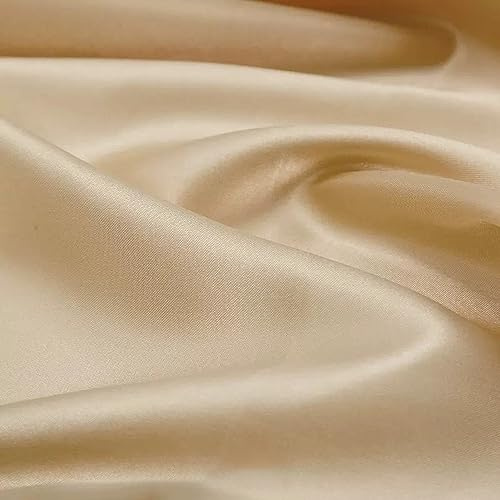 Anevous Tissu en satin de 2 m x 150 cm - Tissu à coudre - Vendu au mètre - Tissu d'ameublement uni - Tissu d'ameublement pour vêtements de mode, cadeau, artisanat, décoration - Champagne clair