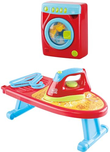 Kinder Haushaltset 7-TLG. von PLAY m. Waschmaschine Bügelbrett Bügeleisen +3J