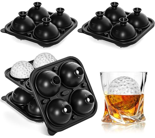 4 Pack Golf Ball Ice Cube Mold 2.1 Inch Large Silicone Golf Ball Ice Cube Mold Fun Shapes Craft Sphere Ice Molds Novelty Christmas Gifts for Men Women Cocktails, Bourbon, Brandy, Whiskey(4, Golf Ball)