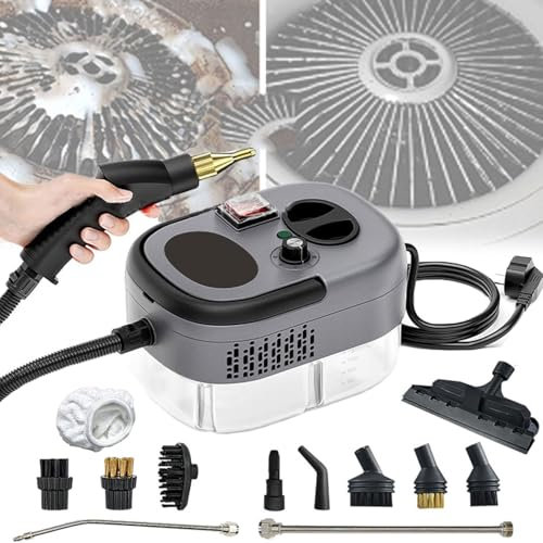 105℃ Pressurized Steam Cleaner, 2500W Air Conditioning Range Hood Cleaning Machine, with 1200ML Water Tank&6 Gears Adjustment, 3BAR High Temperature&Pressure Cleaner, for Home Kitchen, Furniture, Car