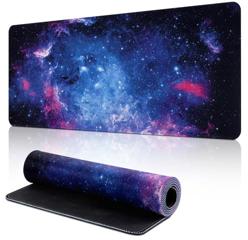 Yimomoyi Nebulosa Galassia Tappetino Mouse XXL, Tappetino Scrivania Grande con Base in Gomma Antiscivolo, Mouse Pad 800 x 300 x 3mm, Tappetino da Gaming con Bordi Cuciti per PC, Laptop (A)