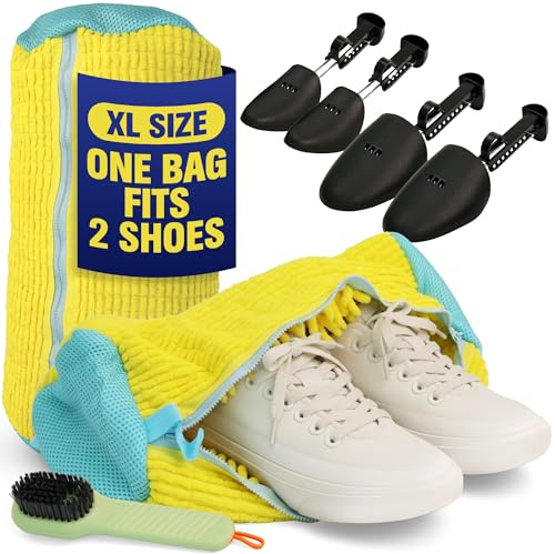 2 Pcs Shoe Washing Machine Bag – 360° Deep Clean, Reusable Laundry Bag for Washer and Dryer–Sneaker Cleaner Bag (Yellow)