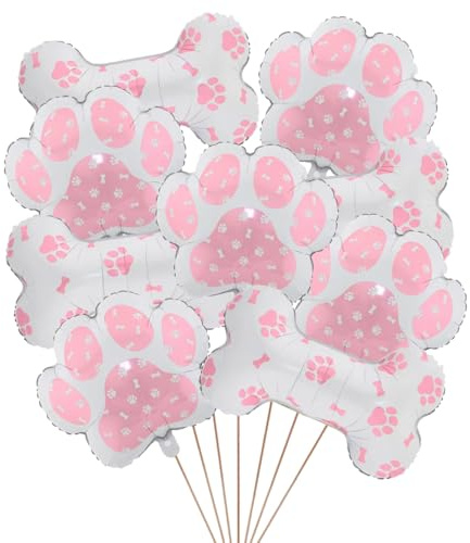 9 palloncini per feste per cani includono 5 pezzi in Mylar a forma di zampa rosa, 4 pezzi a forma di osso rosa per feste di cagnolino, baby shower, compleanni, animali domestici, forniture per cani