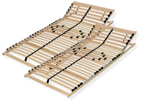 Sleepneo Lattenrost 200x200, Kopfteil verstellbar, Ergonomischer 7 Zonen Lattenrost, Buchenholz, 28 Latten, Lattenrahmen, Federholzrahmen, Selbstmontage, hohe Traglast bis 140Kg